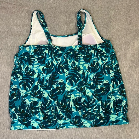 L. L. Bean Blue and Green Patterned Tankini Bathing Suit Top - Picture 3 of 5